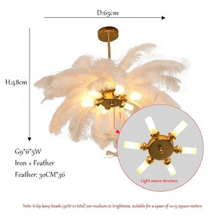 Ostrich Feather Chandelier – White Feather Luxury LED Living Room Light