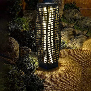 Solar Outdoor Floor Lamp – Wireless Rattan Effect Garden Lantern by Lumavera Lighting