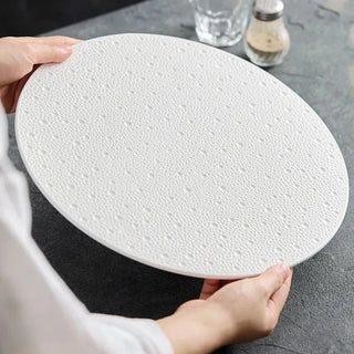 luxury ceramic plate earthworks handcrafted porcelain dishware grooved texture 26-31.5cm detail
