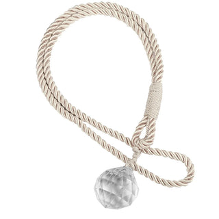 curtain tieback elegant beige crystal polyester drapery holder window front view