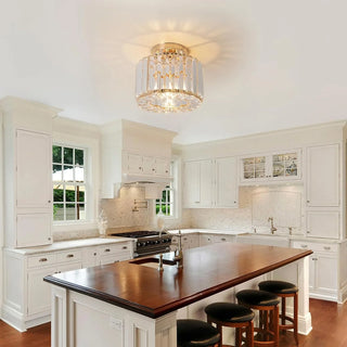 Gold Crystal Ceiling Light – Contemporary Surface Mount Lamp for Dining Room