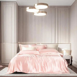 mulberry silk bedding luxury blush rose breathable hypoallergenic 22mm silk front view
