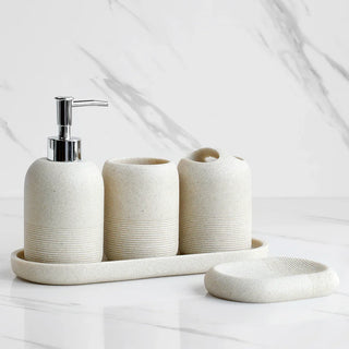 ceramic malibu beige bathroom accessories soap dish set close-up