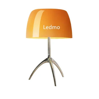 Colored Glass Desk Lamp – Modern Tripod LED Reading Lamp with Iron Frame