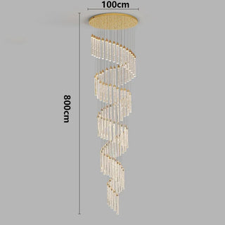 Gold Crystal Chandelier – Rotating Pendant Light for Large Space Lighting