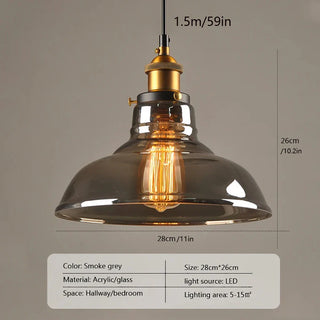 Industrial Glass Pendant Light – Modern LED Compatible Hanging Lamp for Hotels & Bars