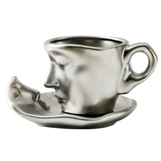 ceramic art mug handcrafted face figure cup 260ml durable drinkware front view