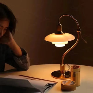 Bauhaus Table Lamp – Modern Glass and Iron Lamp with Soft Ambient Lighting