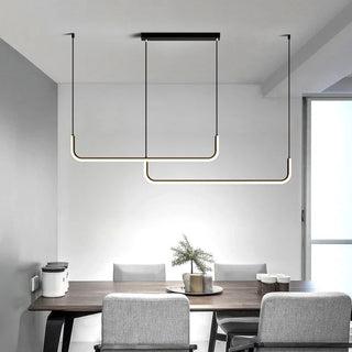 Black Gold Pendant Light – Modern LED Pendant Lamp with Adjustable Height and Remote Control
