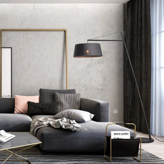 Slanting modern floor lamp – fabric shade close-up detail