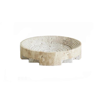 travertine stone tray earthworks luxury handmade bowl style tray front view