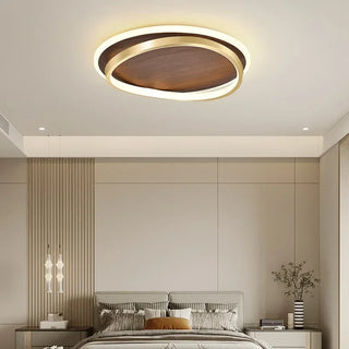 Walnut Wood Ceiling Light – Modern LED Surface Mounted Lamp with Warm Finish