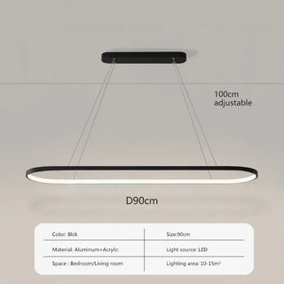 LED Pendant Light - Ultra Slim Oval Aluminium Ceiling Lamp with Acrylic Diffuser
