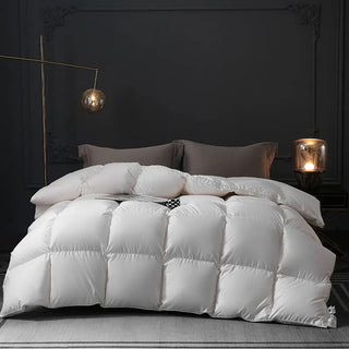 goose down duvet luxury quilted cotton hypoallergenic warm winter bedding front view