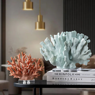 handcrafted resin coral figurine sculpture with crystal accents side view