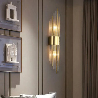 Crystal Wall Light – Rectangular Aluminium Wall Sconce with Warm White LED Bulbs