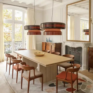 Colored Glass Pendant Light – European Style Dining Room Lighting With Adjustable Height