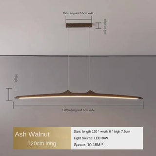 Walnut Pendant Light – Minimalist Dining Room Lighting With Integrated LED Fixture