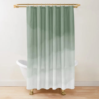 eco-friendly polyester MIMOSA ombré light green waterproof shower curtain side view