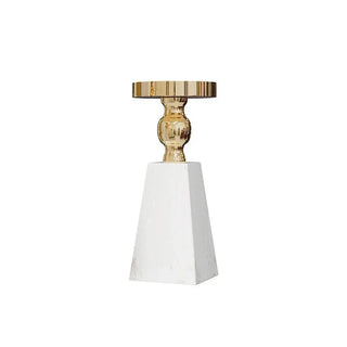 marble candle holder luxury scandinavian stone candle stand gold finish front view