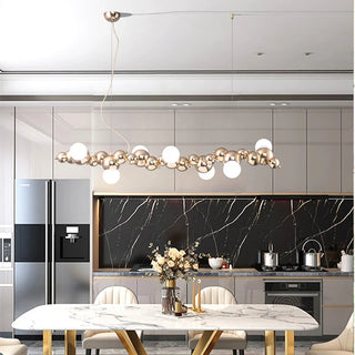 Gold Pendant Lamp – Modern LED Pendant Light with Bubble Glass & Metal Hanging