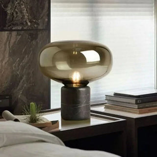 Marble Table Lamp – Black Marble Lamp With Hand-Blown Glass | Luxury Ambient Lighting