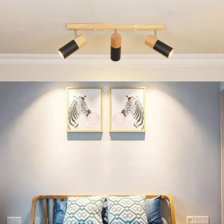 Wood Ceiling Light – Adjustable Surface Mounted Light with Directional Spot Lamp