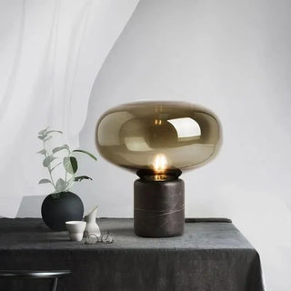 Marble Table Lamp – Black Marble Lamp With Hand-Blown Glass | Luxury Ambient Lighting
