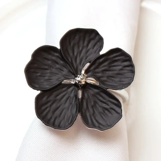 flower bloom napkin rings handcrafted metal table decor elegant dining angle view