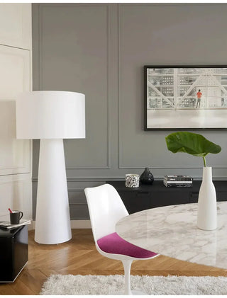 Nordic Fabric Floor Lamp – Scandinavian LED Reading Lamp with Chrome Base