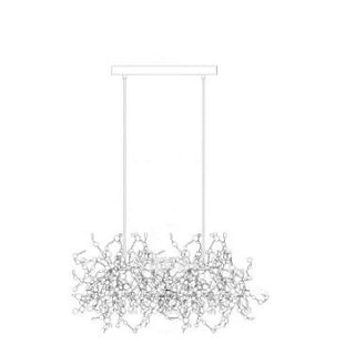 Suspended metal disc chandelier — sculptural designer ceiling light