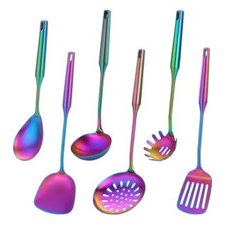stainless steel cooking set durable rainbow kitchenware tools foresta metallum close-up