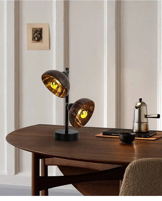 Two sphere antique lamp — decorative finish side angle