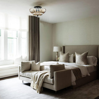 Amber glass ceiling light – retro pendant style flush mount, bedroom