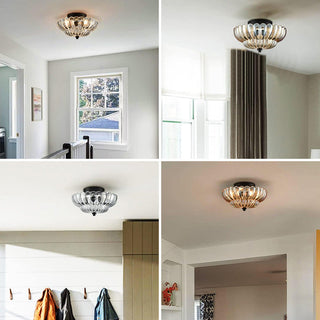 Plafonnier en verre ambré – Luminaire semi-encastré vintage avec lumière chaude