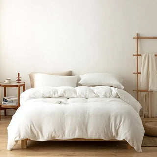 linen duvet cover classic white european bedding 500 thread count french linen front view