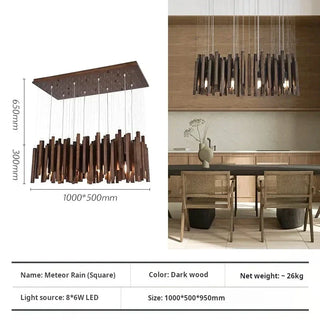 Wooden Pendant Light – Sculptural Ceiling Light with Adjustable Cable | Living Room Lighting