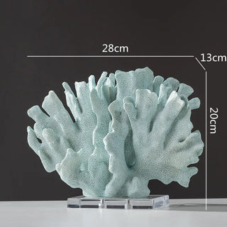 handcrafted resin coral figurine sculpture with crystal accents angle view