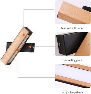 Rotating Wooden Wall Light – Adjustable 360 Degree Wall Lamp | Bedroom LED Fixture