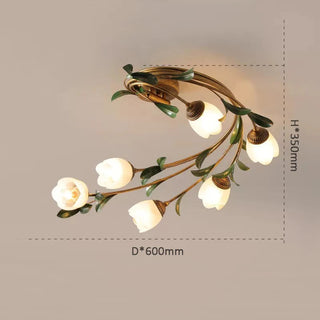 Eliova Ceiling Light – Floral Pattern Glass Metal Lamp | Living Room Lighting Fixture