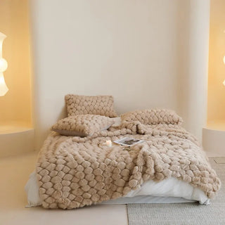 faux fur blanket plush rabbit fur throw cozy reading 600 thread count detail