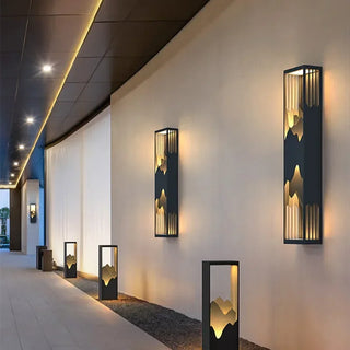 Modern Garden Wall Light – Outdoor Wall Sconce with Mountain Landscape Design