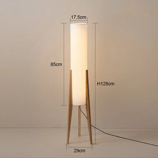 Nordic Wooden Floor Lamp – Scandinavian Standing Lamp with Fabric Shade for Living Room