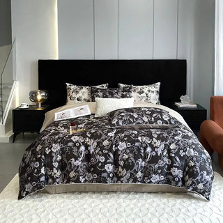 egyptian cotton duvet cover blossom floral bedding set soft breathable fabric front view