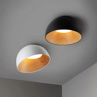 Modern Ceiling Light – Black Metal & Wood Dimmable LED Fixture by Lumavera