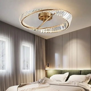 Designer Ceiling Light – Modern Crystal Ring Fixture with Gold Chandelier