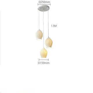 Ceramic Pendant Light – Ribbed Ceramic Finish Modern Pendant Lamp with Adjustable LED