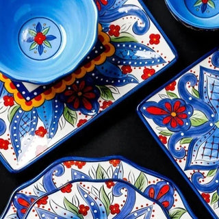 ceramic dinnerware set earthworks hand-painted plates artisan porcelain bowls amalfi coast set view