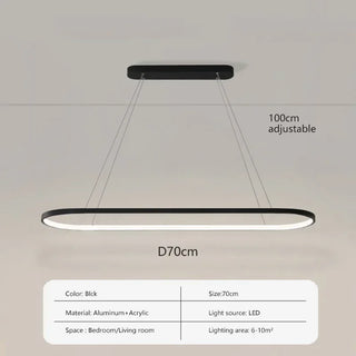 LED Pendant Light - Ultra Slim Oval Aluminium Ceiling Lamp with Acrylic Diffuser