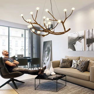 Modern Amber Chandelier – Multi-Head LED Lighting with Gold Finish